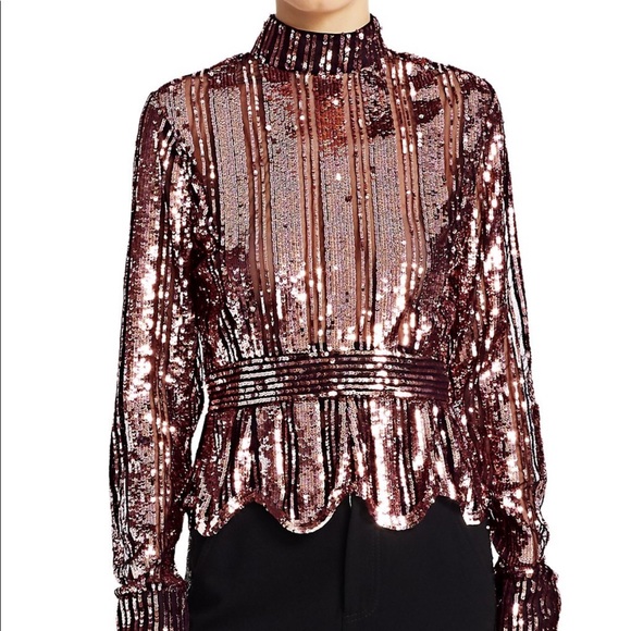 10 Crosby Derek Lam Tops - Derek Lam 10 Crosby Pink Sequin Stripe Mockneck Top